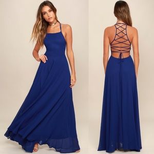 Lulu’s Strappy To Be Here Royal Blue Maxi Dress